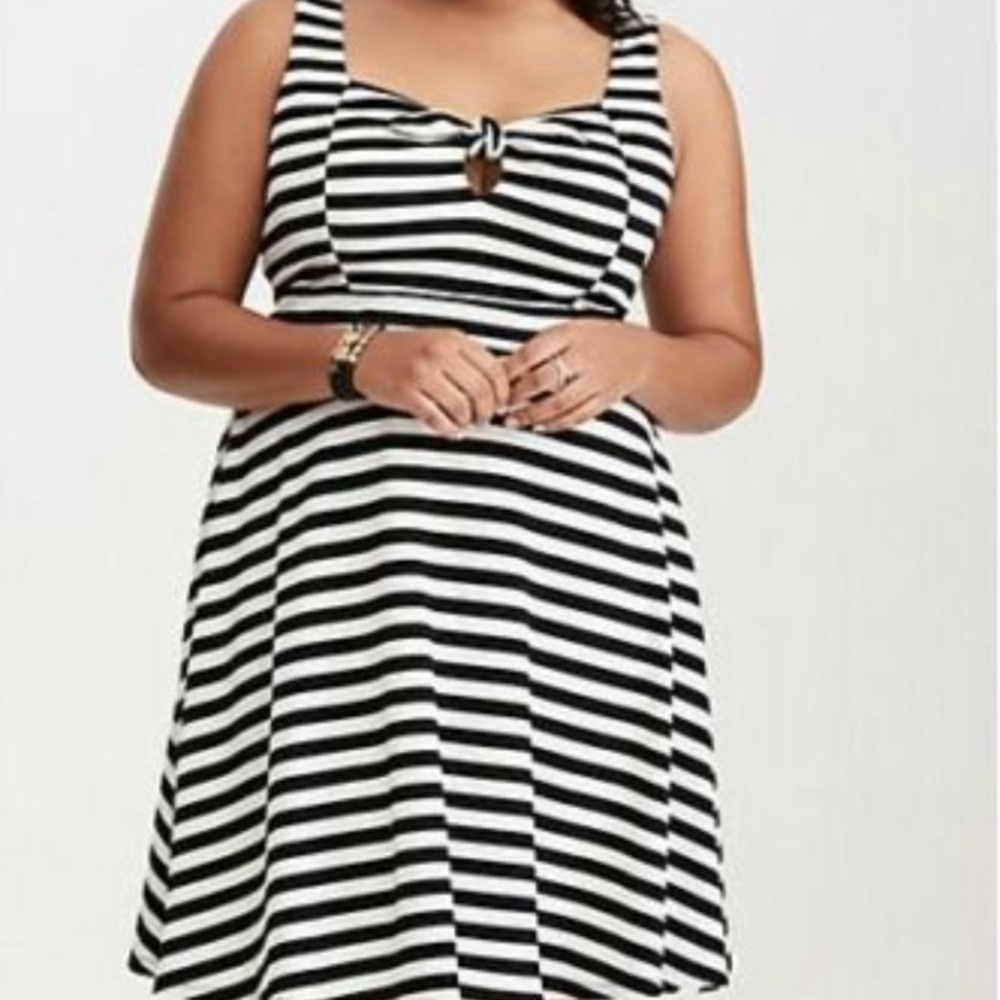 Torrid, BLACK AND WHITE STRIPED SKATER DRESS